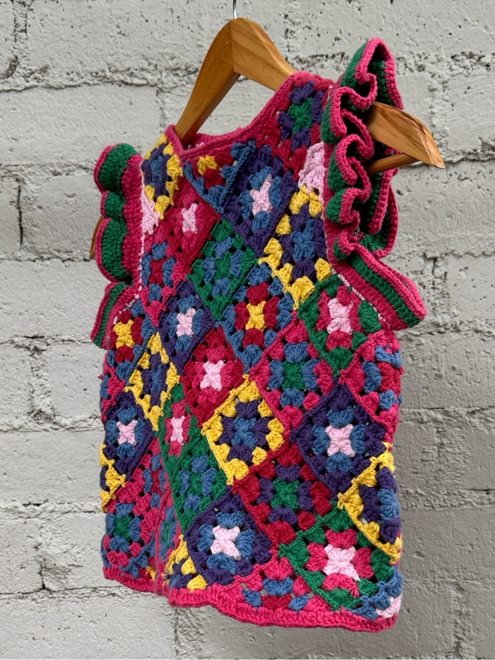 FARM Rio Crochet Square Vest Red Multi Butterfly Sleeves Size S - Picture 8 of 13